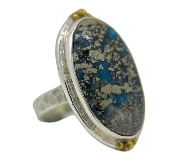 Turquoise & Pyrite Ring