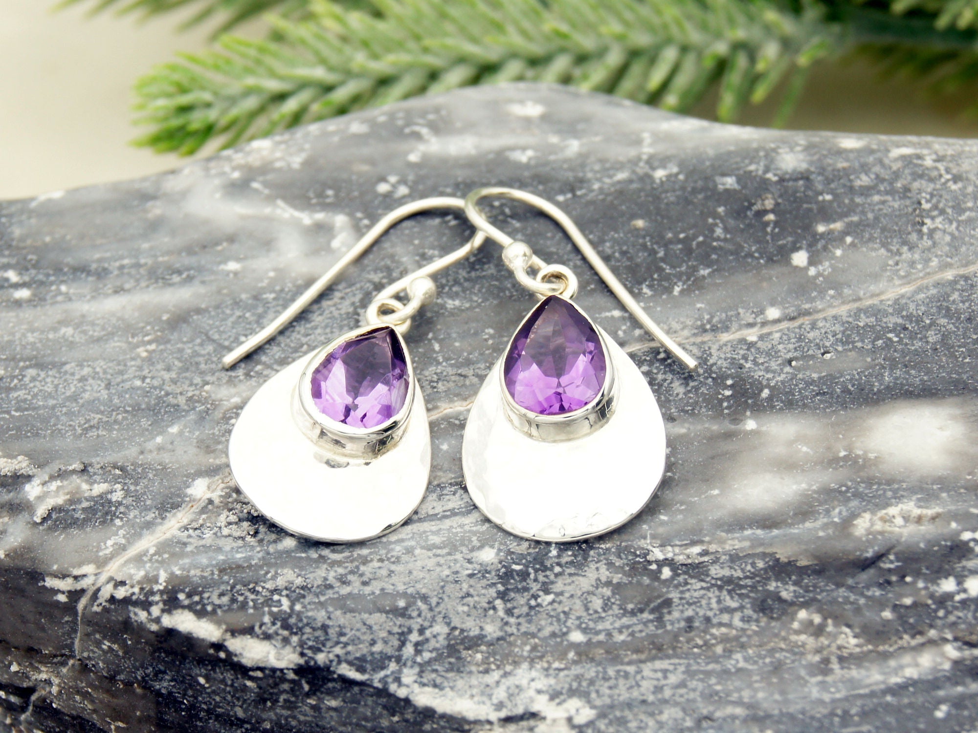 Amethyst drop deals earrings silver