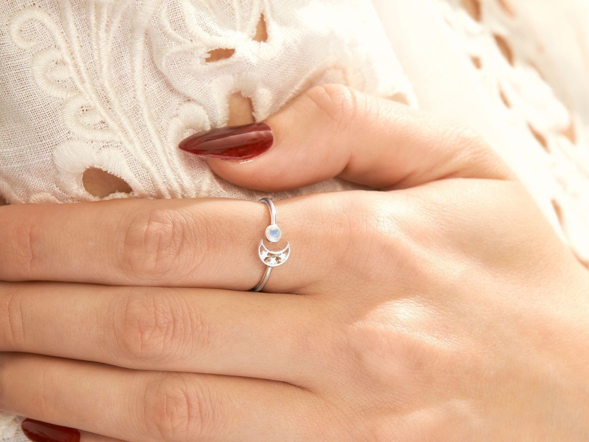 Pandora June Droplet Ring, Grey Moonstone | REEDS Jewelers
