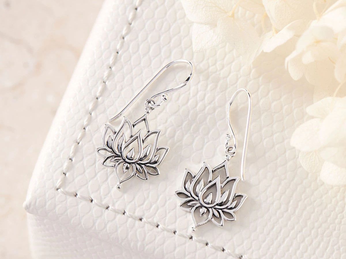 Blossoming Lotus Earrings Midsummer Star Midsummer Star, Sterling Silver, Sterling Silver Earring