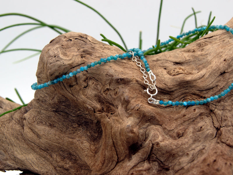 Blue Apatite Beaded Necklace NaturesEmporium Beaded Jewellery, Blue Apatite, Necklace, Sterling Silver, Sterling Silver Necklace