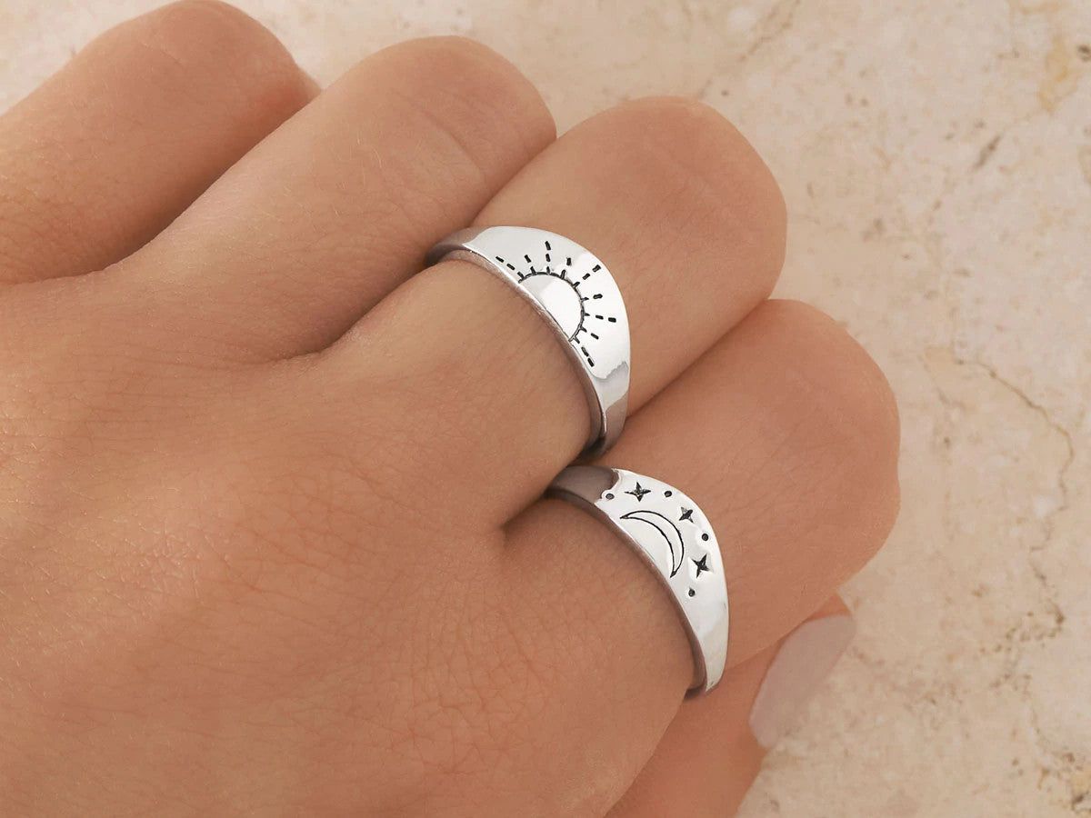 Celestial Duality Curved Ring Set Midsummer Star Midsummer Star, Ring, Sterling Silver