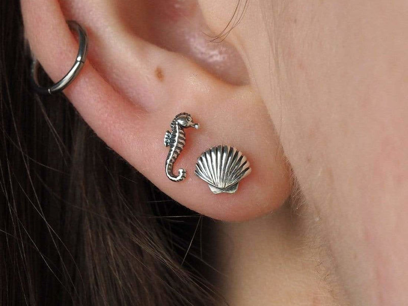 Dainty Seashell Studs Midsummer Star Earrings, Midsummer Star, Sterling Silver, Studs
