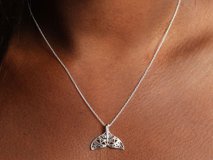 Mandala Dolphin Tail Necklace Midsummer Star Sterling Silver, Sterling Silver Necklace