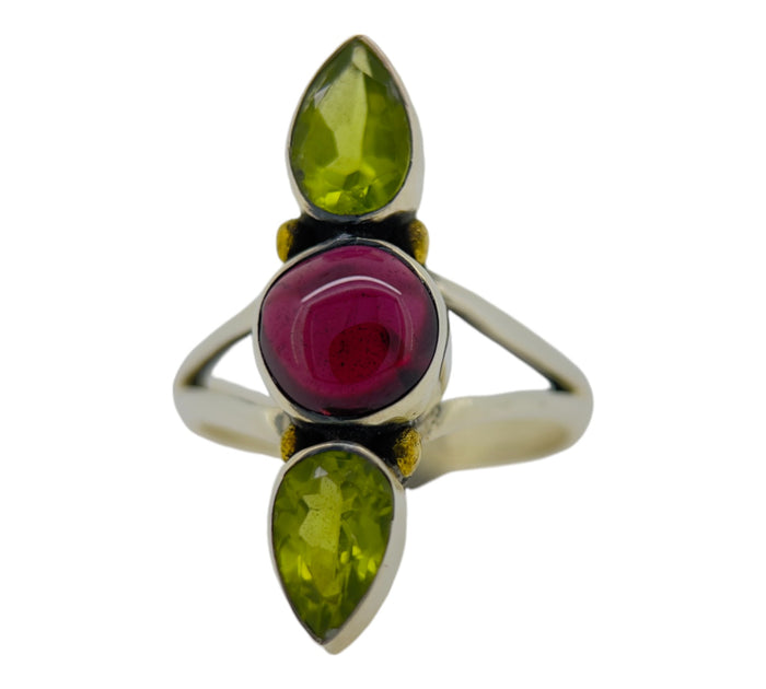 Peridot & Garnet Ring