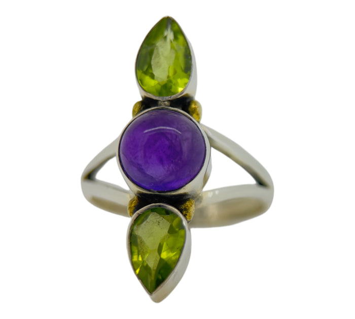 Peridot & Amethyst Ring