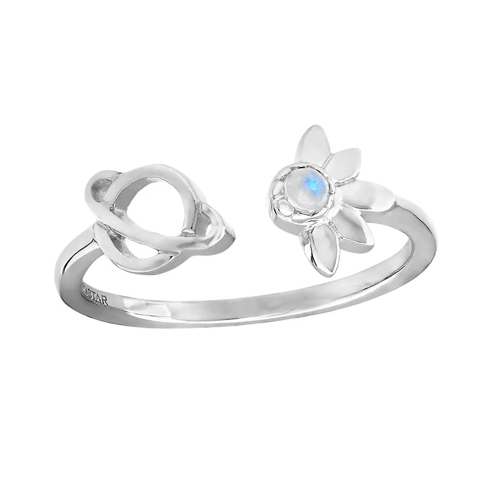 Satellite and Planet Moonstone Ring