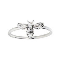 Silver bee ring on a white background