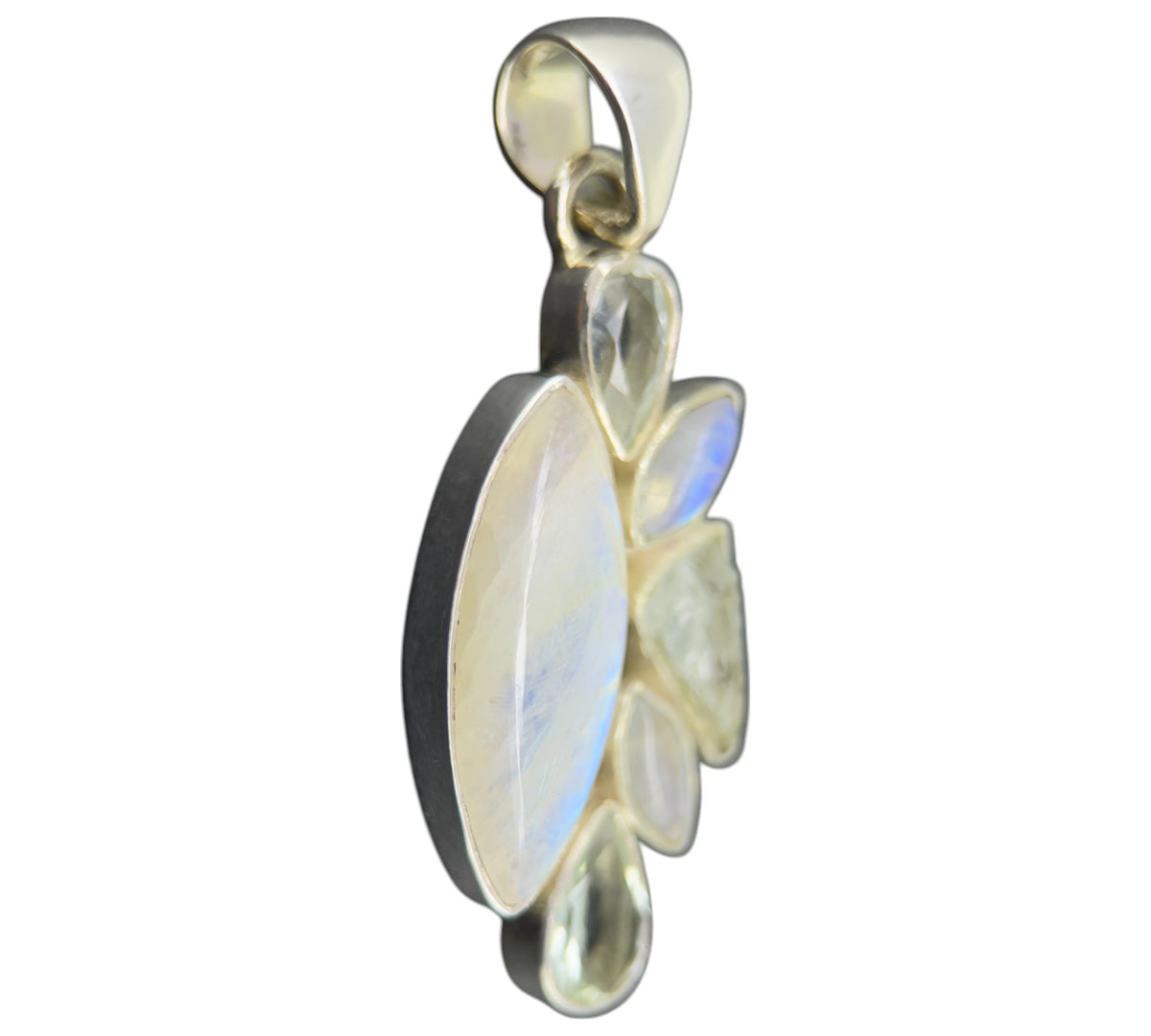 Rainbow Moonstone & Green Amethyst Pendant