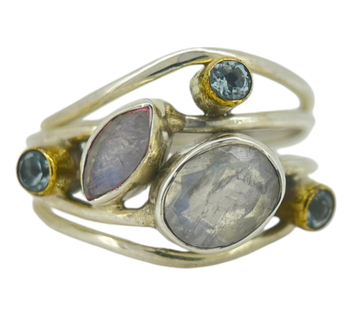 Rainbow Moonstone Ring