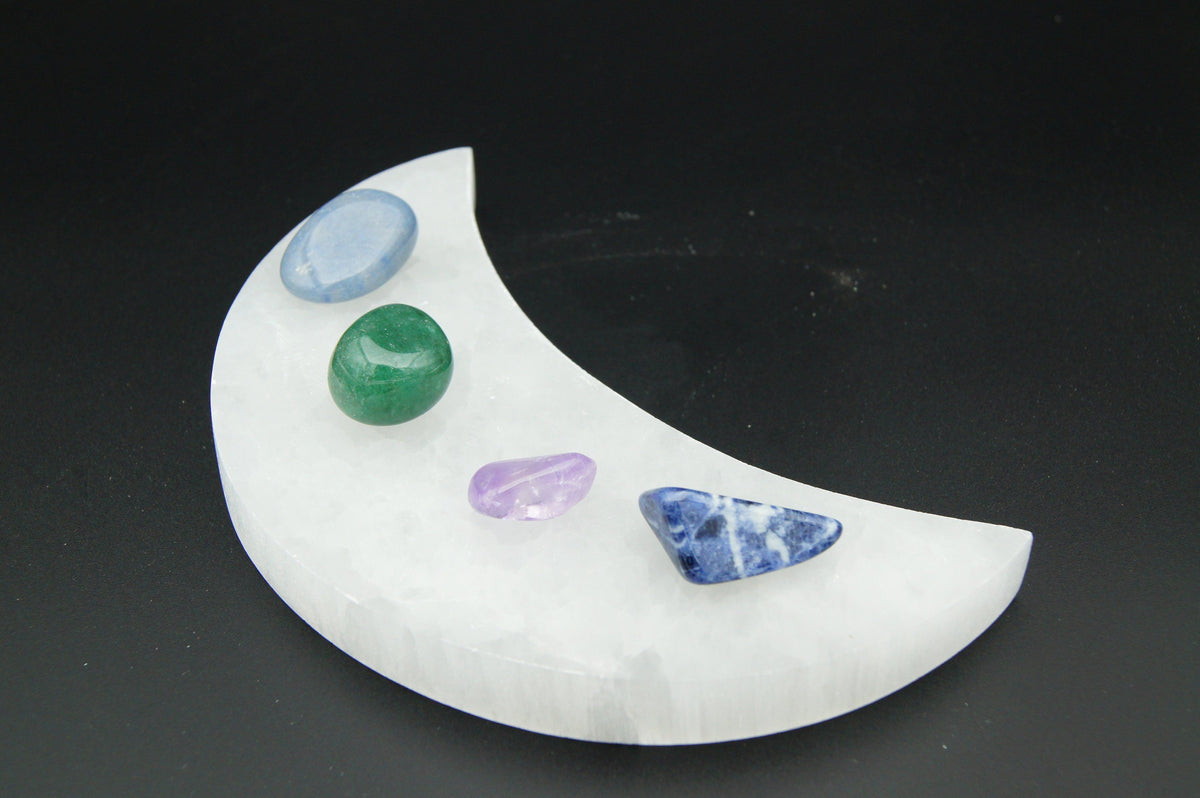 Selenite Crescent Moon Charge Plate NaturesEmporium Crystal Charge Plate, Crystals, Selenite, Selenite Crystal, Selenite Crystal Charge Plate