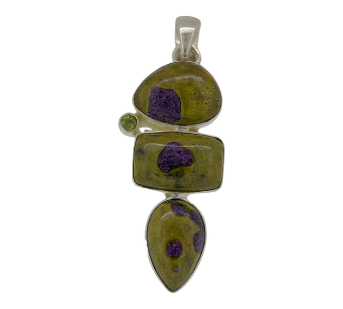 Stichtite In Serpentine & Peridot Pendant