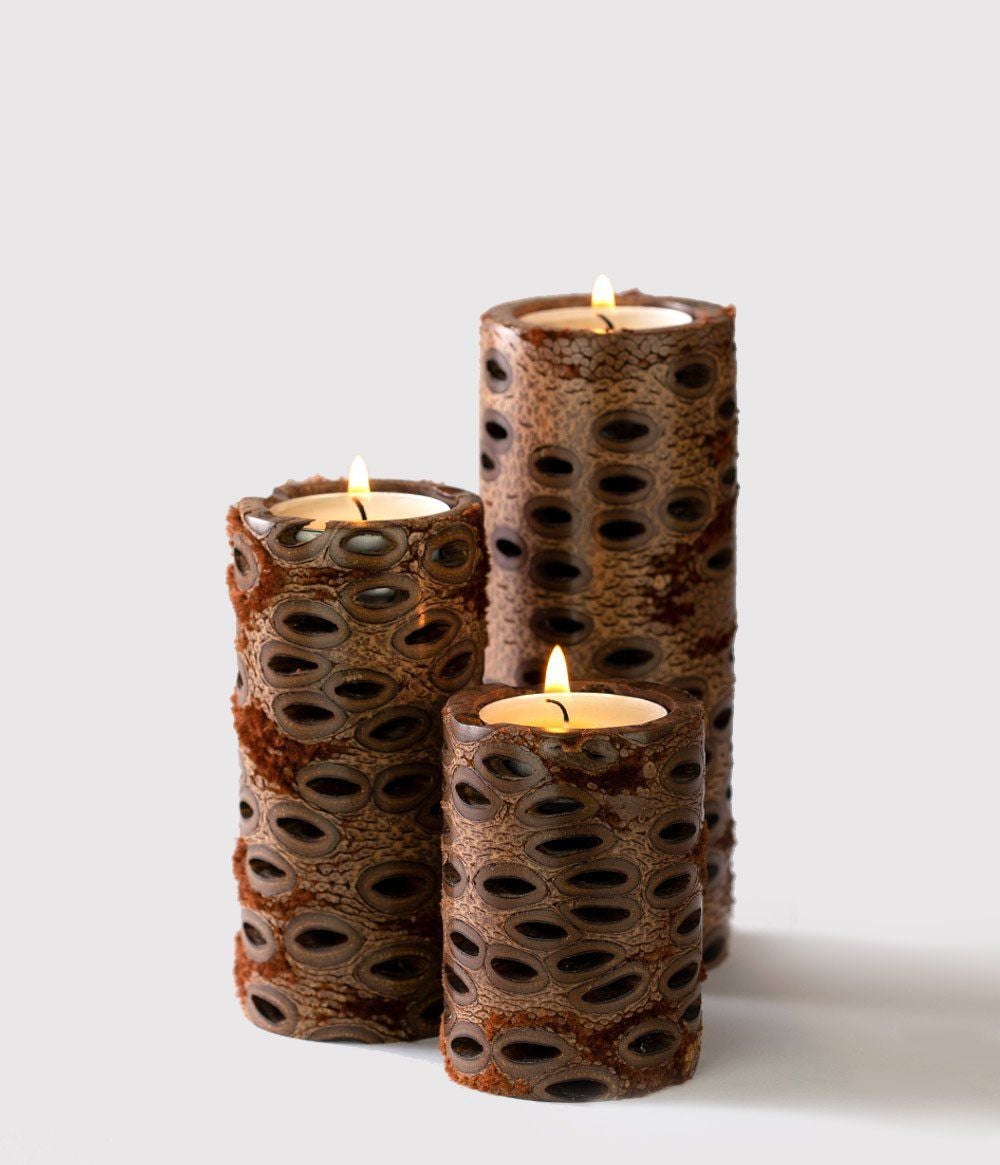 Tall Pillar Candle Banksia Gifts All Natural, Australian Made, Banksia, Banksia Gifts, Candle Holder
